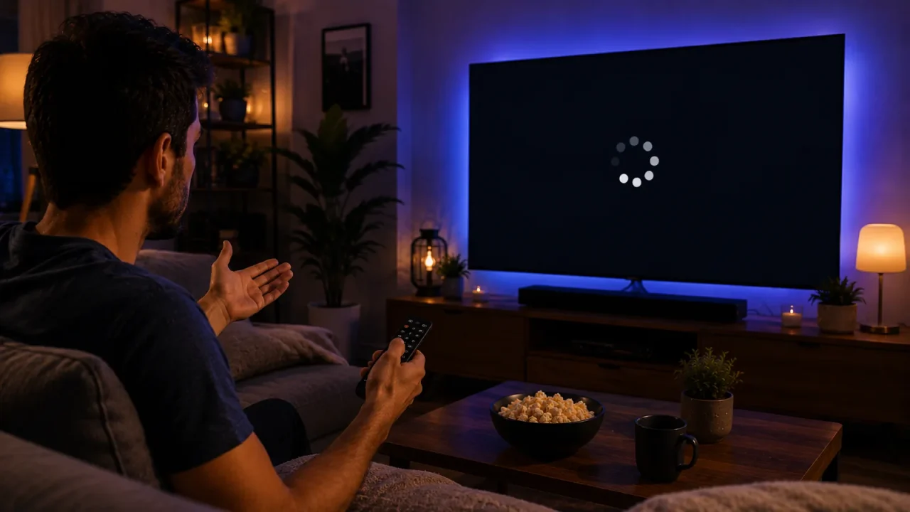 Écran de télévision affichant un chargement, IPTV qui bufferise