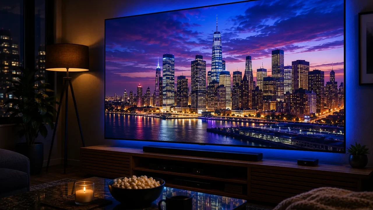 Image 4K ultra nette diffusée en IPTV sur un grand téléviseur