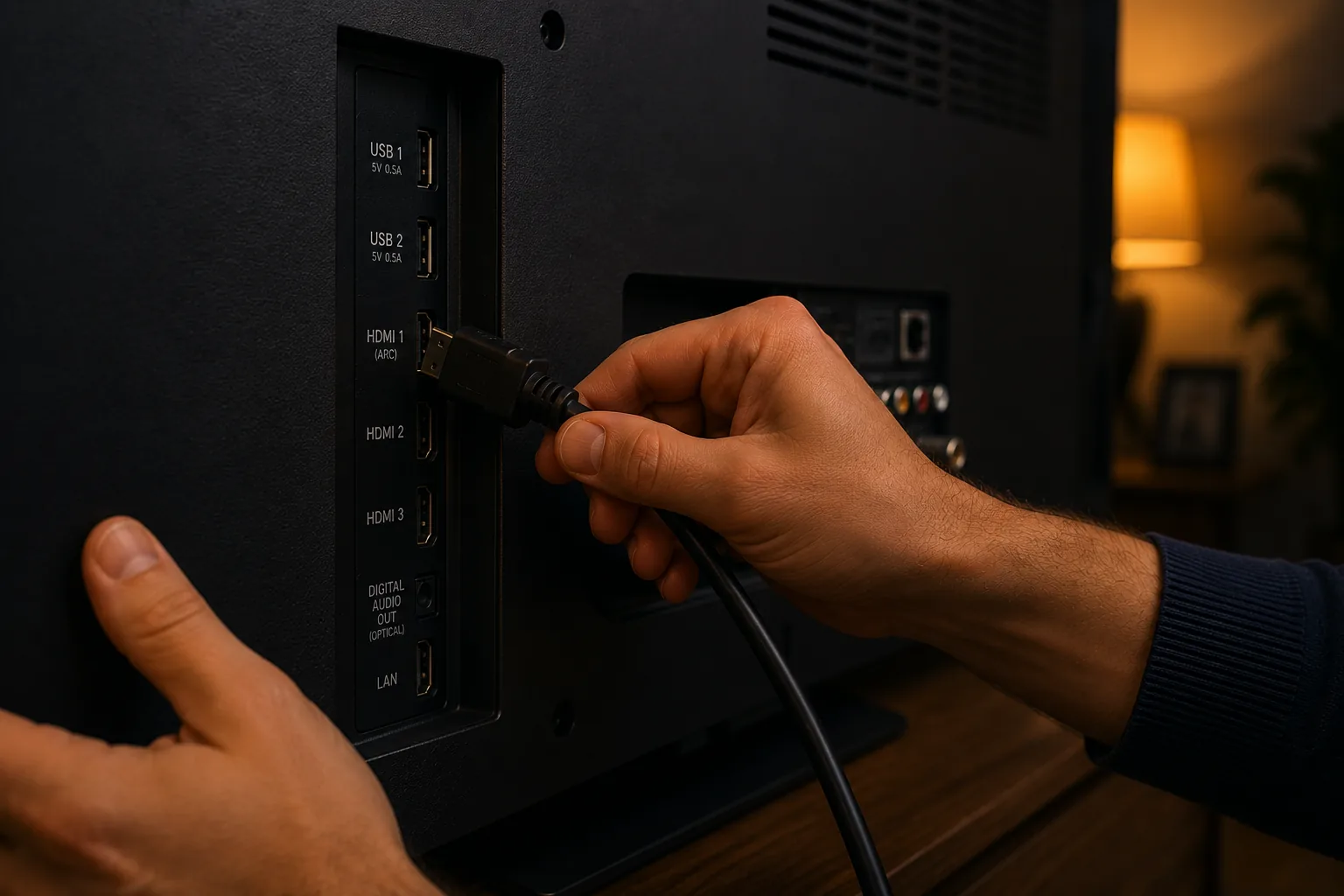 Vérification des câbles HDMI à l'arrière d'un téléviseur