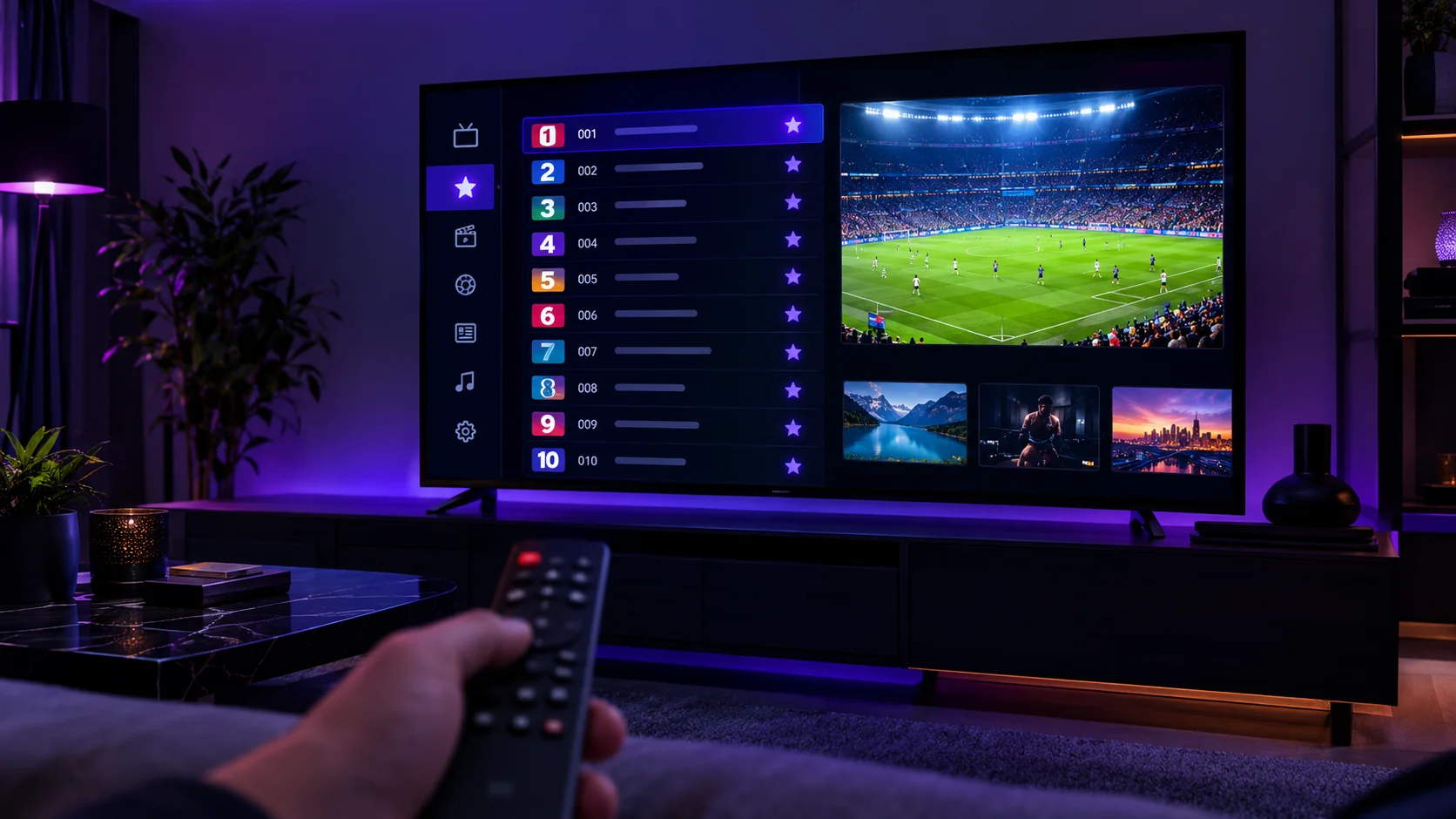 Liste de chaines IPTV avec favoris marques d une etoile sur Smart TV